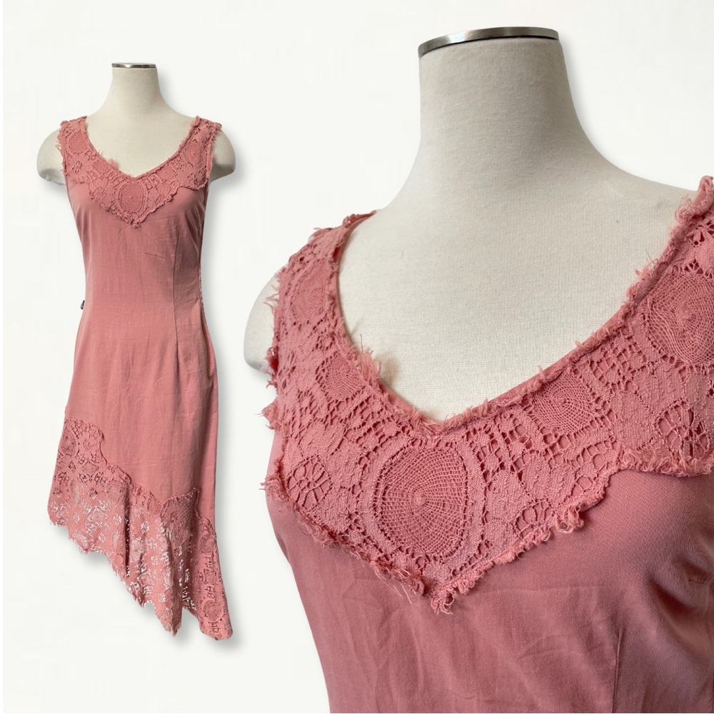 SOLD Vintage Y2K 2000s Moschino Jeans Asymmetrical Tattered Lace Dress - Picture 3 of 16